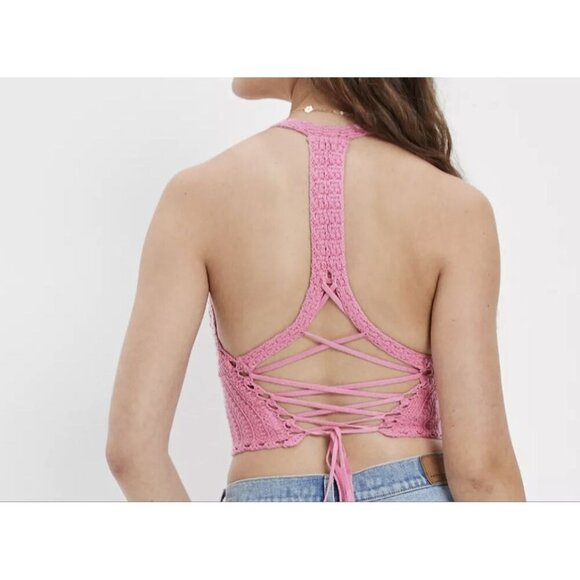 AE x The Summer I Turned Pretty Cropped Lace-Up Corset Top Small - Picture 2 of 8